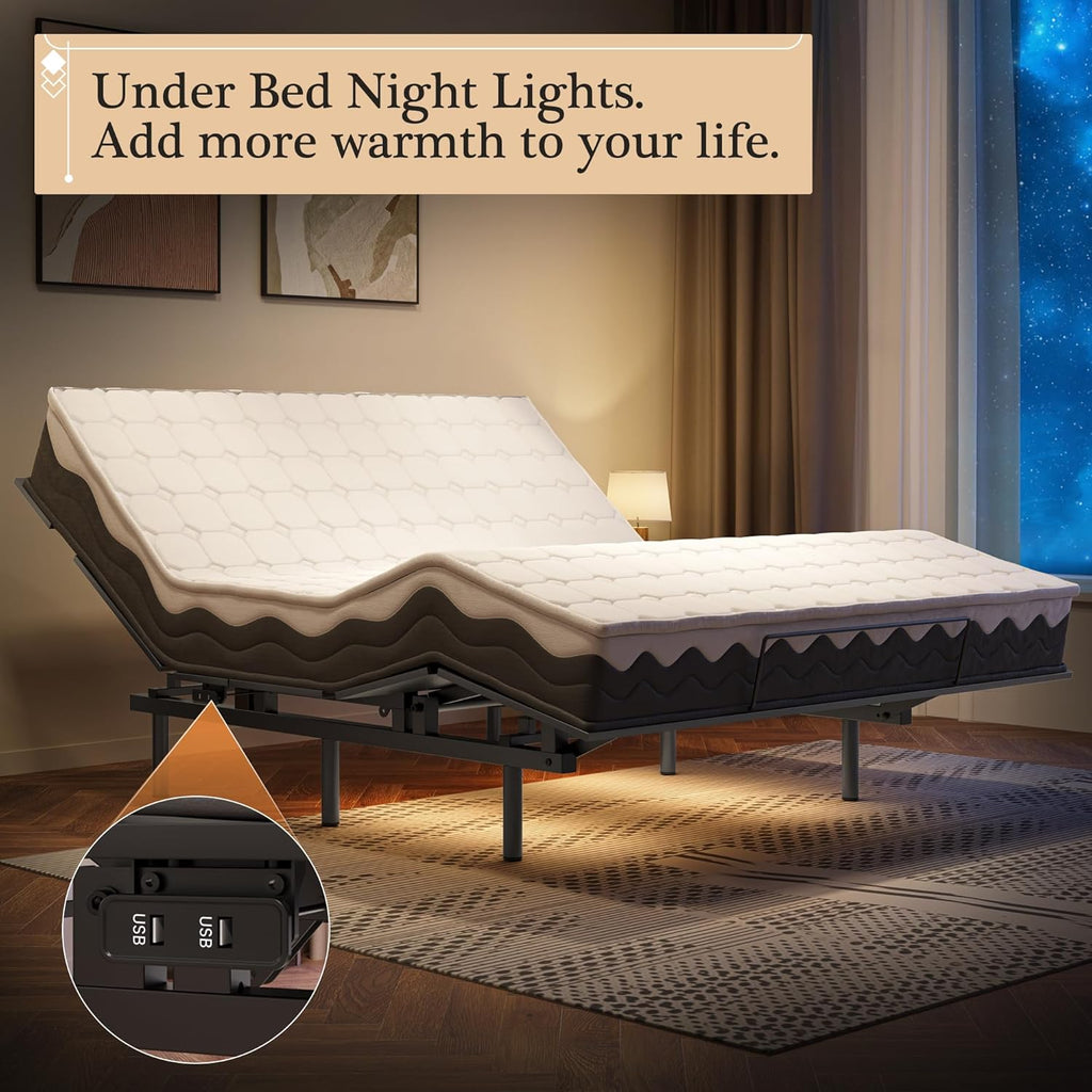 Adjustable Bed Frame with Wireless Remote and Zero Gravity Queen Size B48965