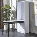 Large Fold-Out Convertible Writing Table with 4-Tier Storage Shelf, 27" W x 14.6" D x 74.6" H E8121
