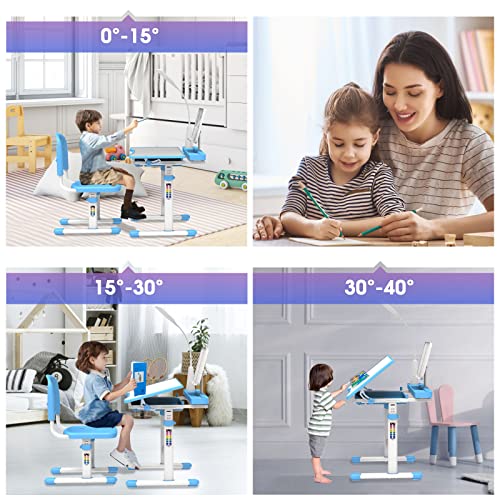 Green Height-Adjustable Kids Desk and Chair Set Q153