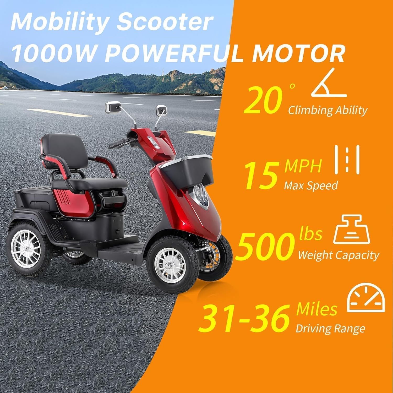 Red 2 Seater Mobility Scooter K4885