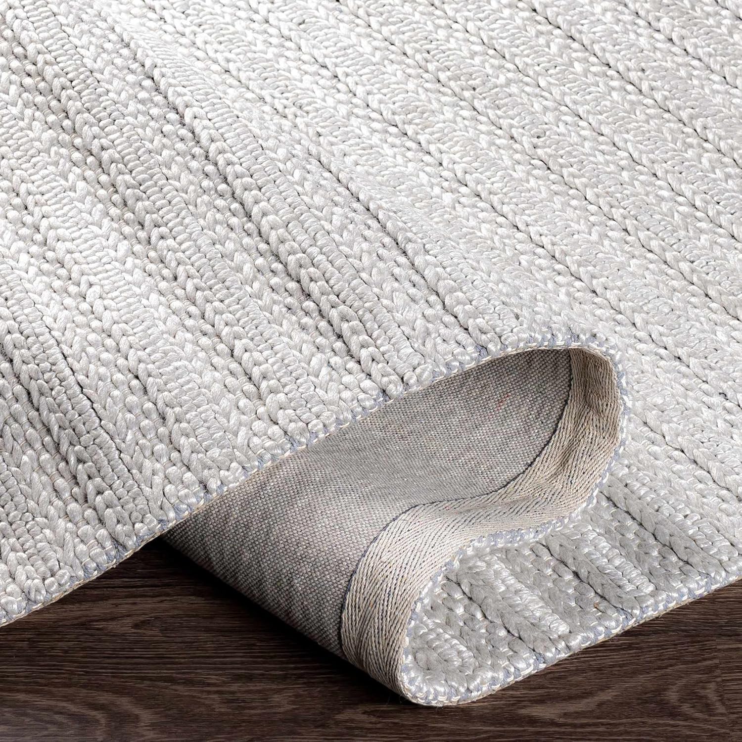 Wool & Viscose Bohemian Area Rug, Ivory, Beige, Cream, Grey, 10' x 14' D92787