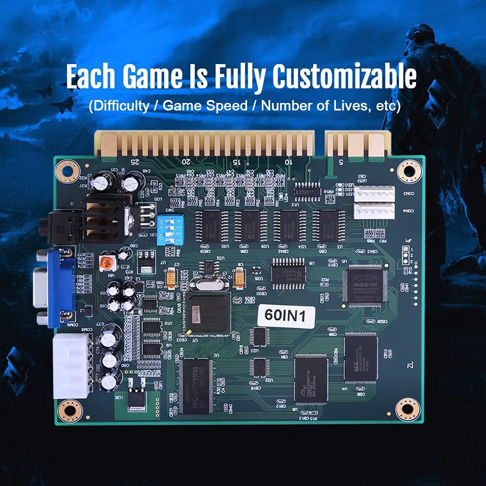 60 in 1 PCB Board Multi Game Board with VGA/CGA Output I6344