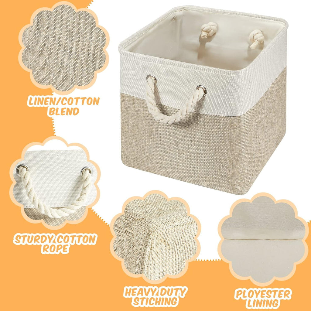 6 Pcs 11 x 11 Inch Fabric Cube Storage Bins with Handles Z226