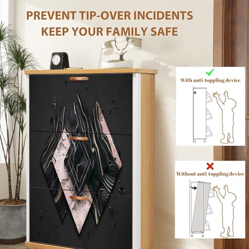 3 Flip Drawers Wooden Shoe Cabinet X39877