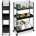 Black 3 Tier Metal Rolling Utility Cart L6945