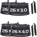 2 Pack 26x3.0-3.5, 2 Pack 26x3.5-4.5 Fat Bike Tube with AV 32mm Valve, Premium Butyl Rubber 26 x 3.5 Fat Tire Bike Tubes with 2 Tire Levers R563663