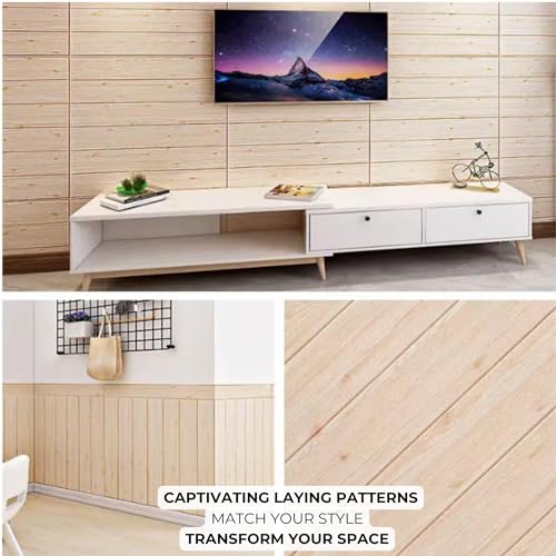 10-Sheet Peel and Stick Wood-Look, 28 in. x 14 in. Waterproof Stick on Wall (Light Oak) L986052