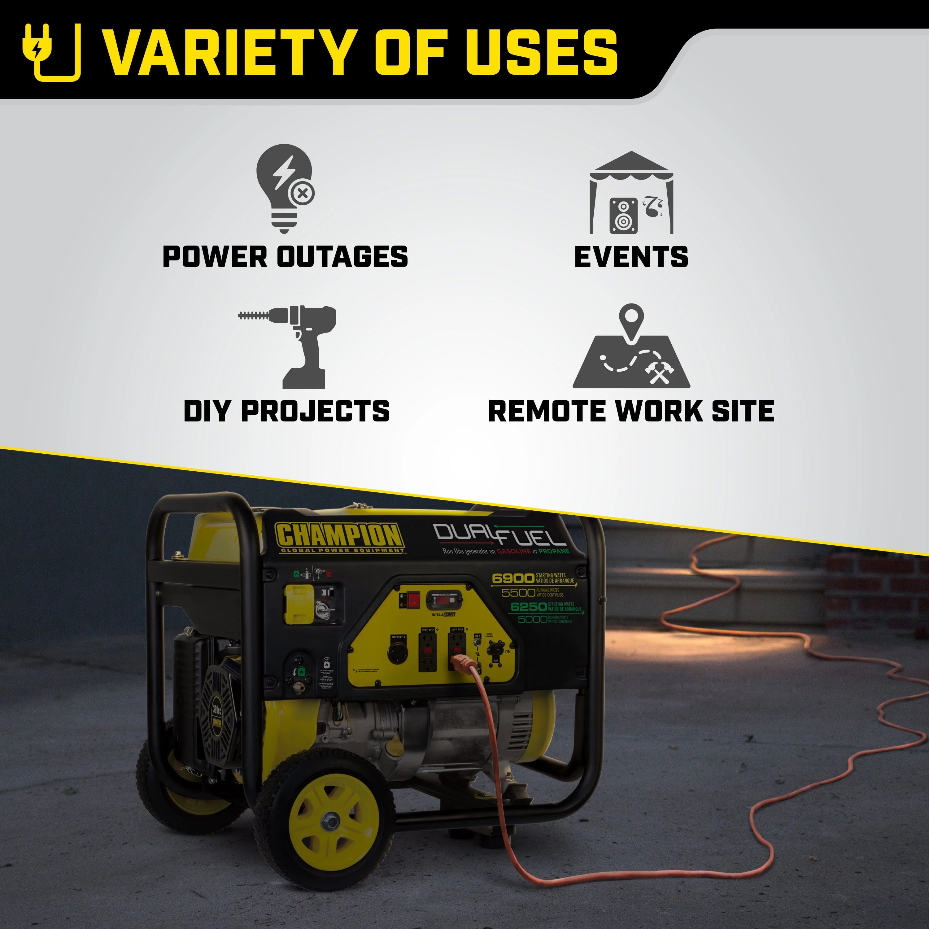 Dual Fuel Portable Generator with Wheel Kit F1725