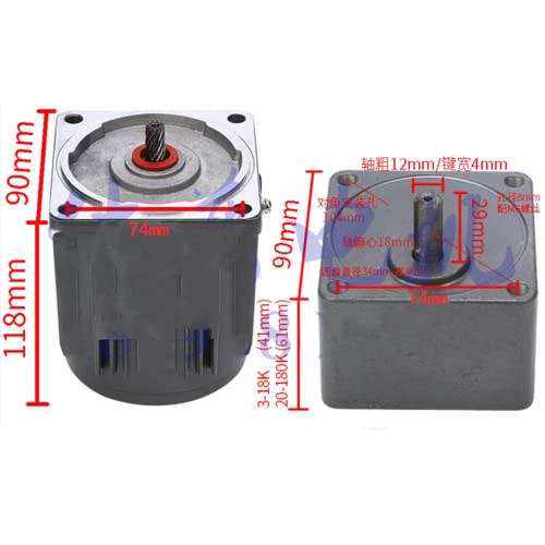 110V AC Single-Phase High Torque Electric Gear Motor with Speed Controller 0-45RPM 120W 30K W1365