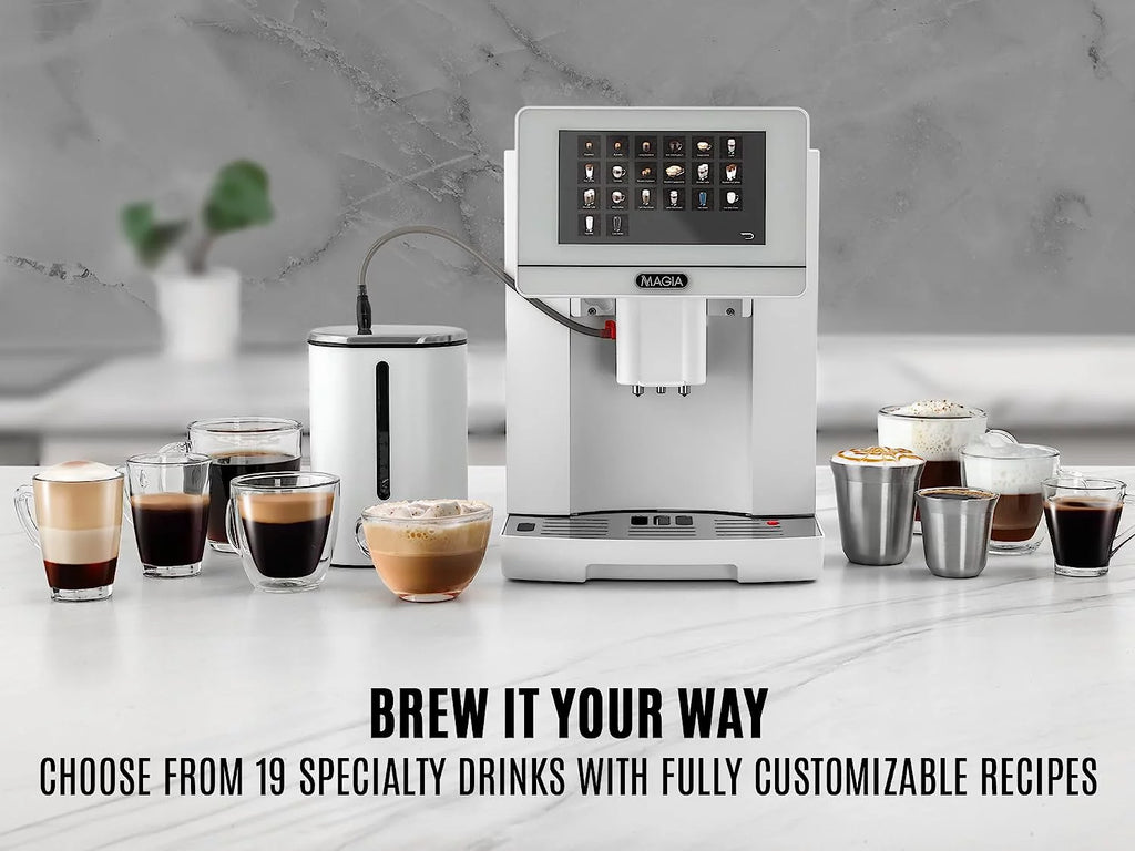 White Espresso Coffee Machine with Grinder and Milk Frother Z5027