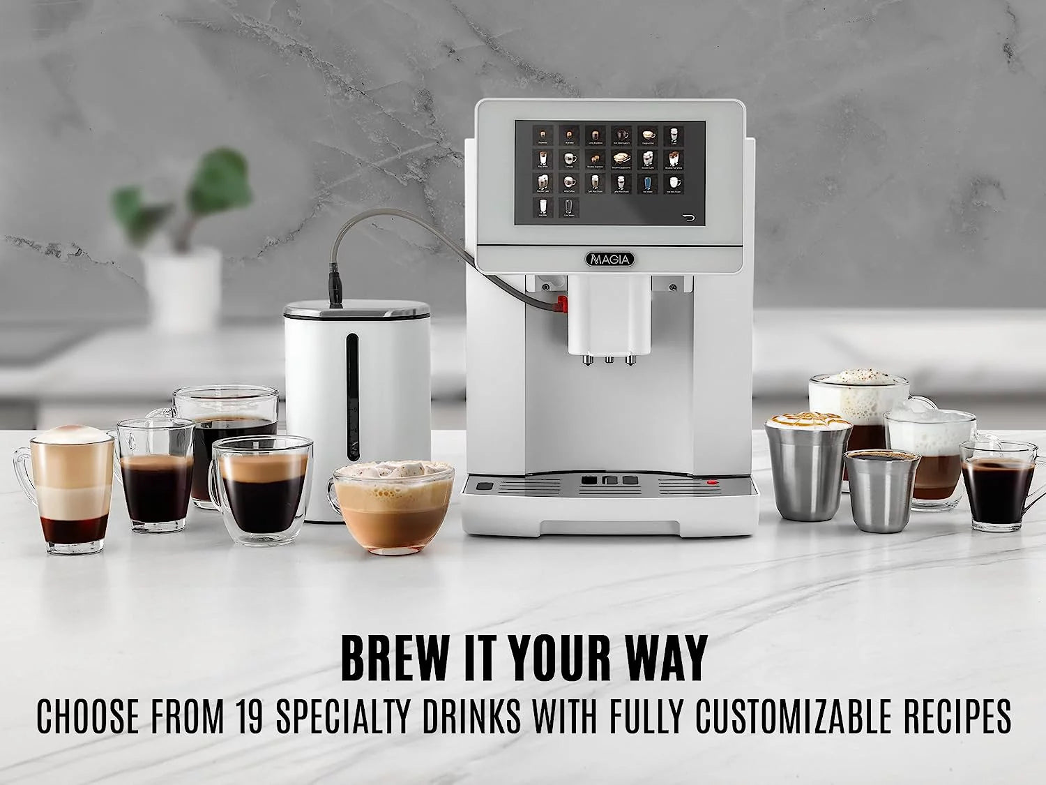 White Espresso Coffee Machine with Grinder and Milk Frother Z5027