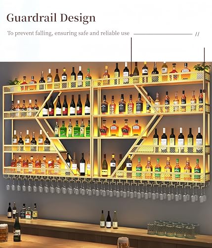 Black 3 Tier Metal Wine Rack with LED Light R908