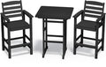 5 Pieces HDPE Adirondack Bar Chairs Set with Bar Pub Table, Black W61007