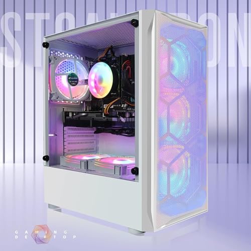 Gaming PC Desktop Computer, Intel Core I7 up to 3.9 GHz, Radeon RX 580 8G, 16G RAM, 512G SSD, WiFi, Bluetooth 5.0, RGB Fan x6, RGB BT Sound Bar, Windows 10 Home S9718