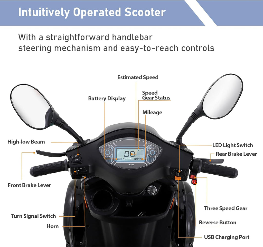 Blue 4-Wheel All Terrain Electric Mobility Scooter Z976835