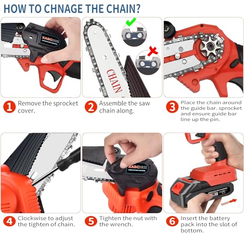 6 Inch Cordless Mini Chainsaw with 2 2.0Ah Battery and 2 Chains P40602