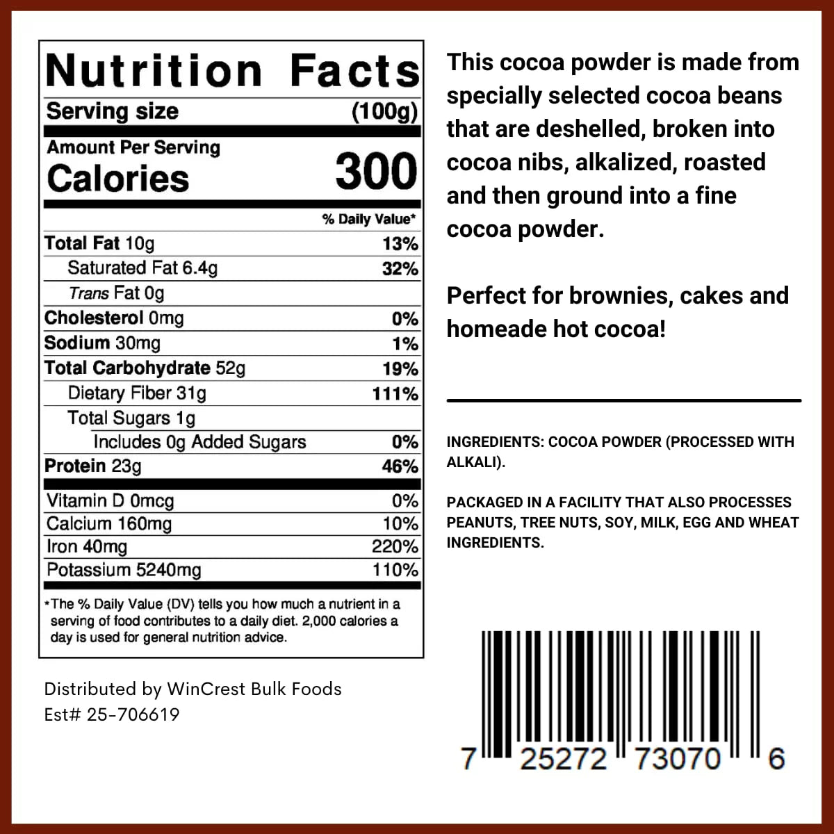 2 Lb Dutch Processed Cocoa Powder C269297
