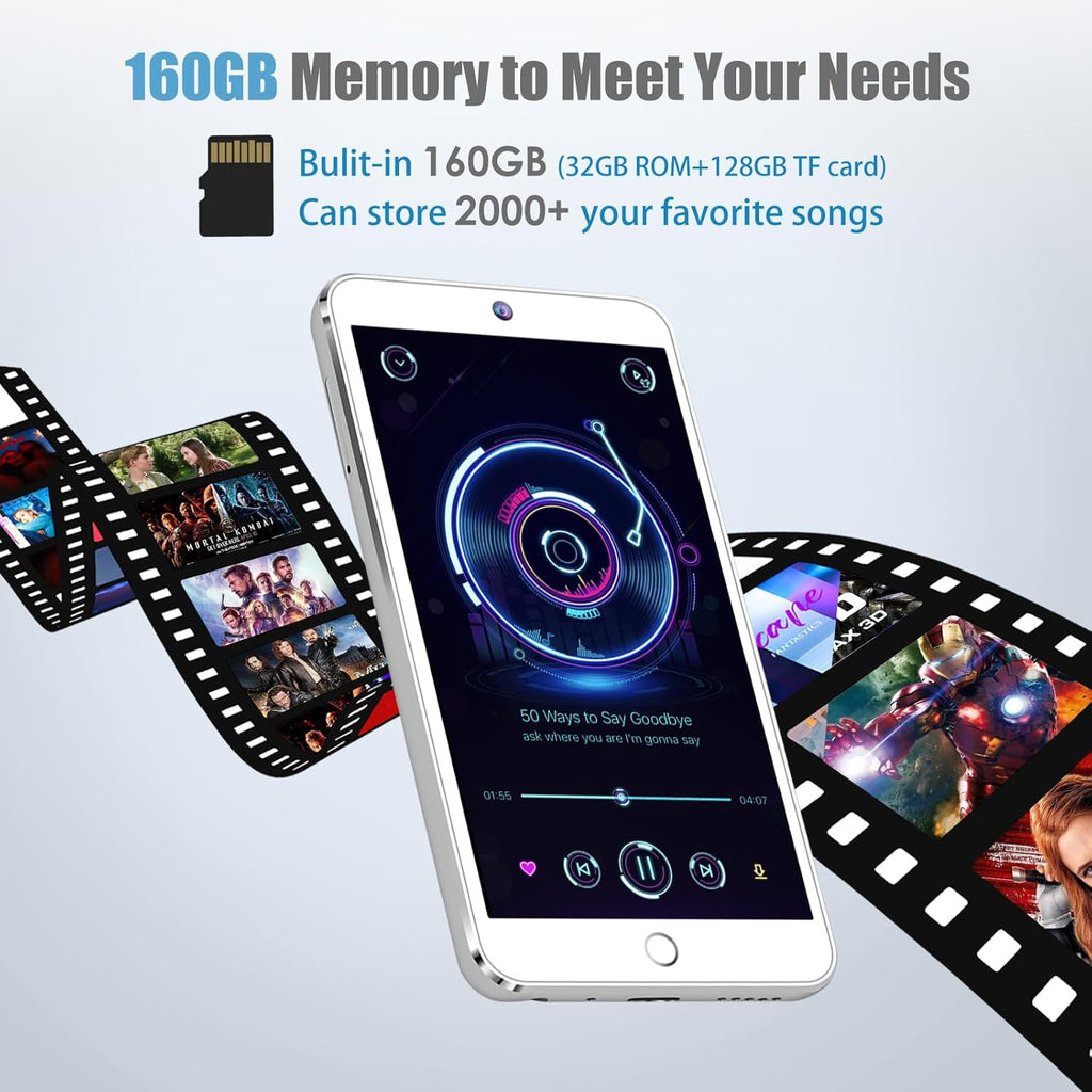 160GB MP3 Player with Bluetooth and WiFi, Android Digital Mp4 Player with Camera, 4.3" Touch Screen Portable Music Player with Speaker E318
