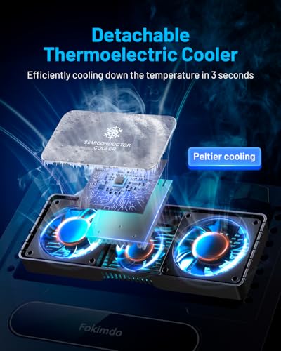 Laptop Cooling Stand with 360° Rotation Base, Detachable Thermoelectric Cooler, Adjustable Height, Solid Carbon Steel, 2-Power Peltier Cooling Pad J7300