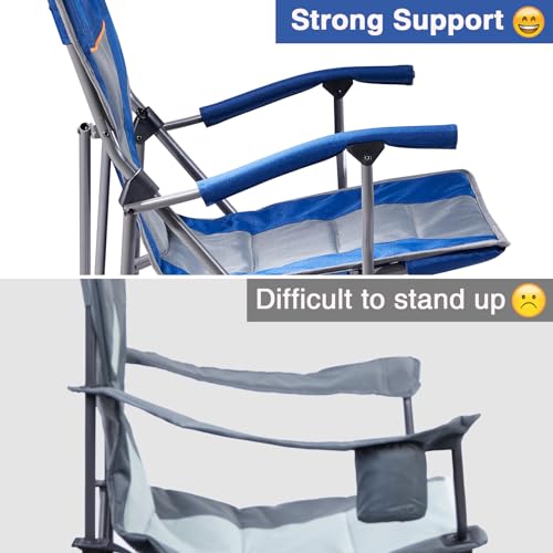 Folding Camping Chair with Padded Hard Armrest Carry Bag Cup Holder F97537