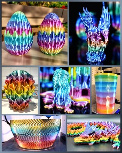 PLA Silk Rainbow 3D Printer Filament Bundle, 8 Rolls, 2kg Total W50278