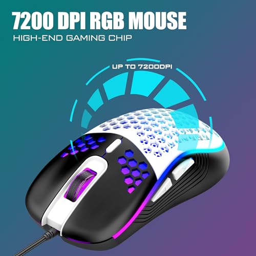 60% RGB Backlit Gaming Keyboard and Mouse Combo, White-Black L101009