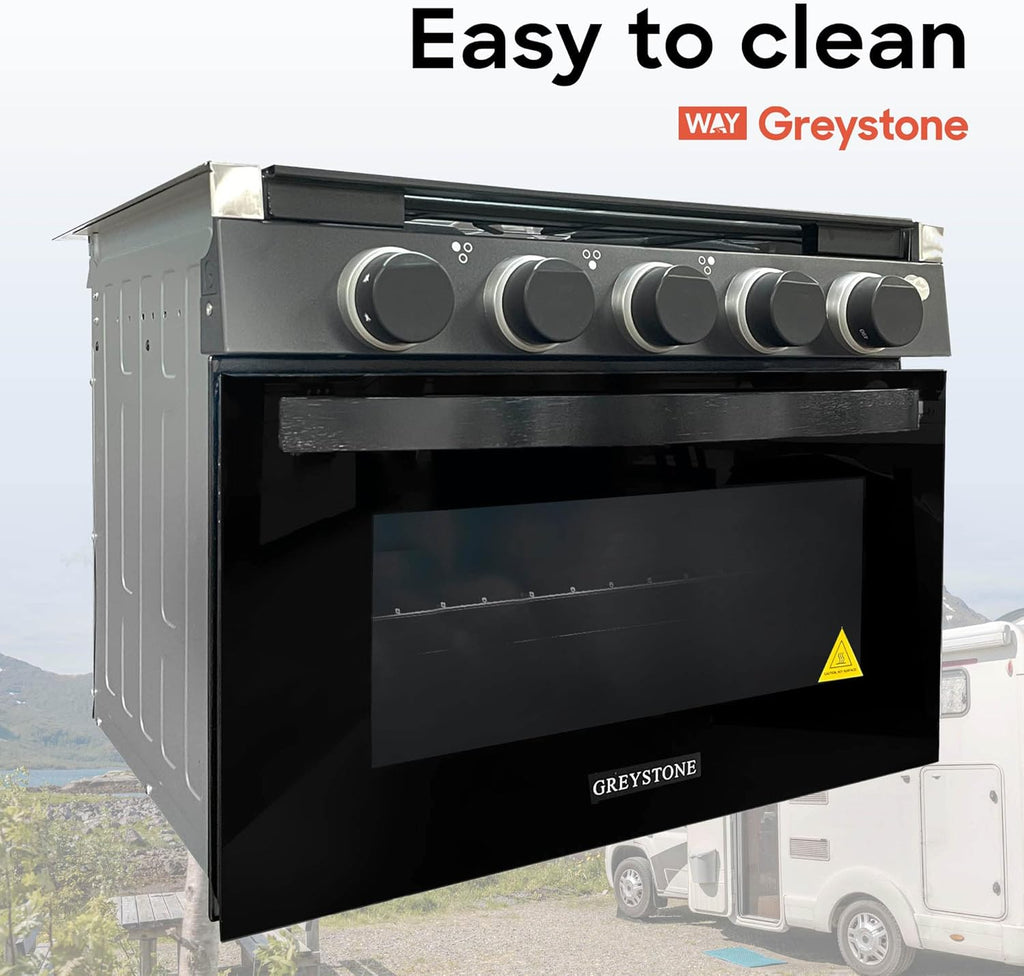 21 Inch 3 Burners RV Gas Range Stove and Oven Combo, Stainless Steel Trim with Black Fixtures C581330