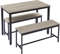 Gray and Black 3-Piece Dining Furniture Set with 2 Benches and Dining Table H349228