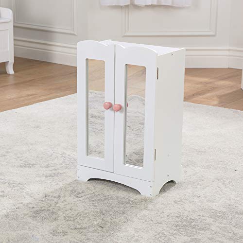 White Wooden Doll Armoire with 6 Hangers L654