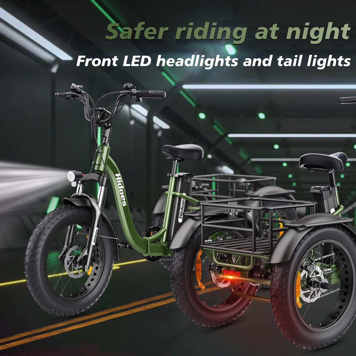 Electric Tricycle, 20"X 4.0" Fat Tire, 48V 20Ah Removable, 7 Speed Folding P7332