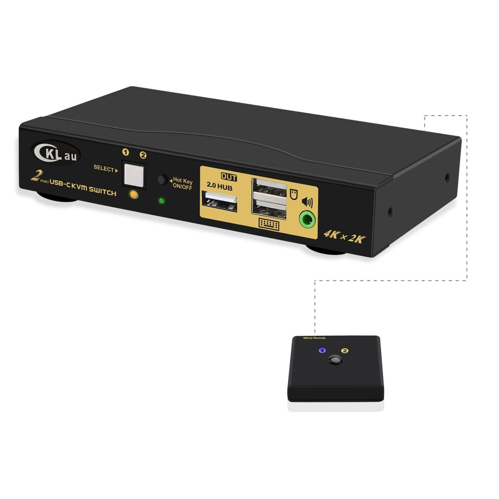 4K@60Hz 2 in 1 Out USB-C KVM Switch with Audio and USB 2.0 Hub Y6801