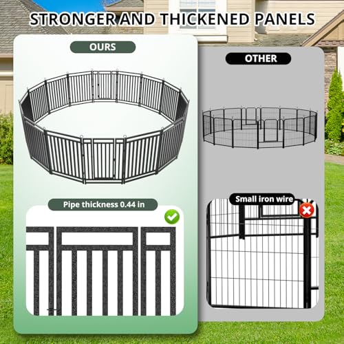 40" Height 16 Panels Metal Dog Playpen Black-Silver J10519