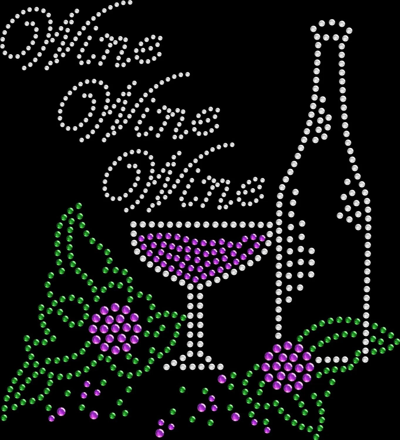 Rhinestone Iron On Transfer Wine Glass Bottle H45543