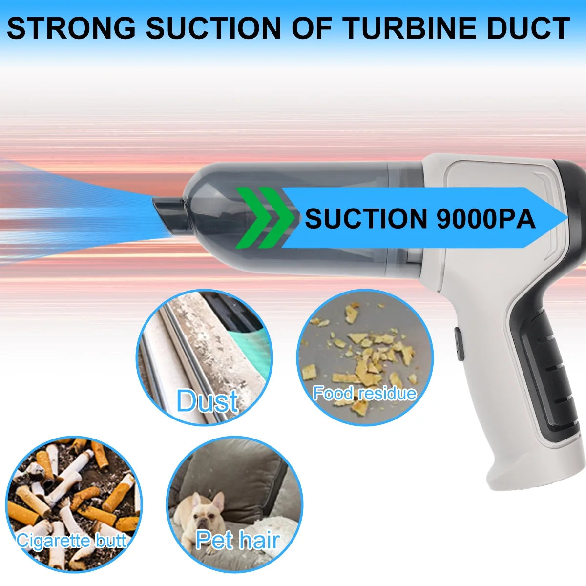 4 In 1 Handheld Wireless Car Vacuum Cleaner 9000Pa Strong Suction Mini Cleaner U558224