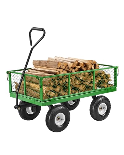 Heavy Duty Steel Garden Cart with 10" Tires and Removable Sides F351730