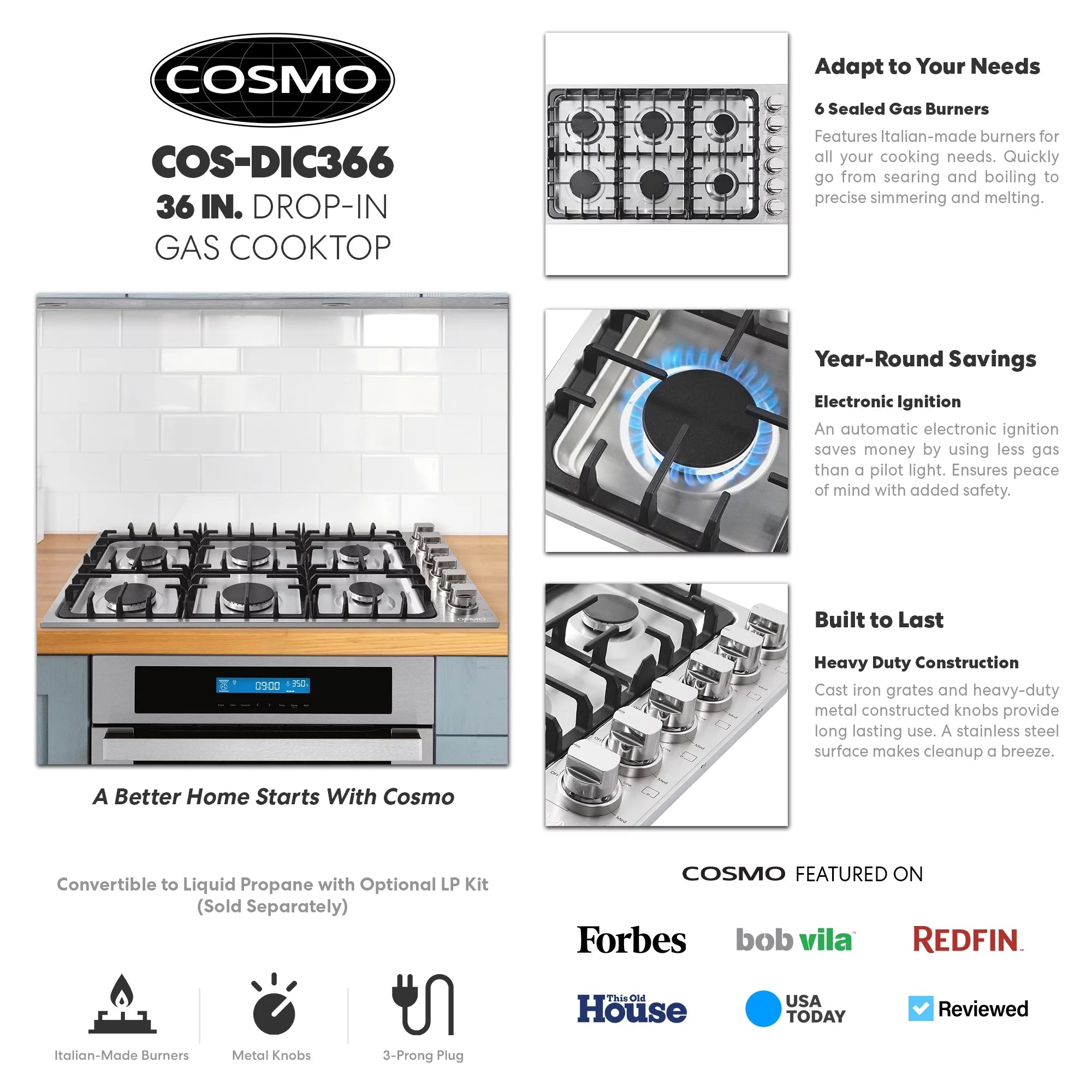 4 Sealed Burners Stainless Steel Gas Cooktop Z6099