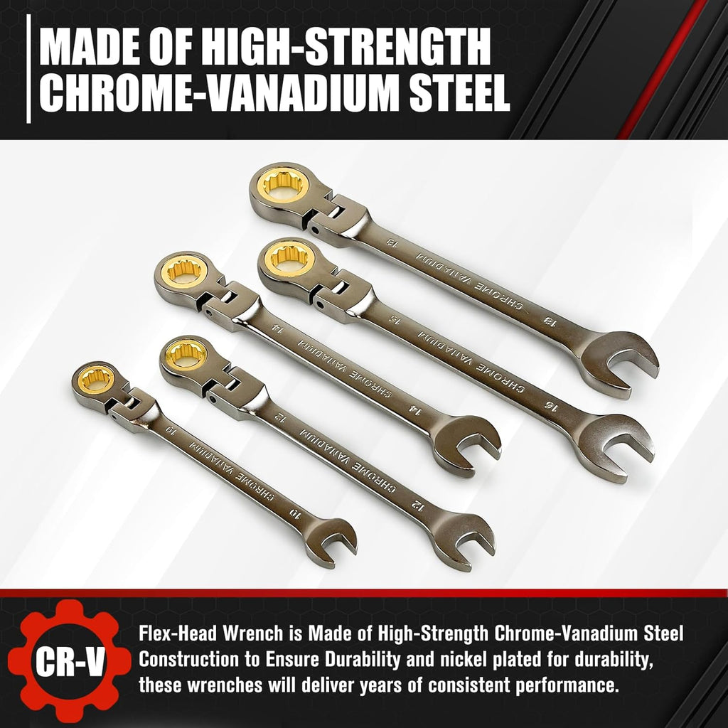 12-Piece 180° Metric Flex-Head Ratcheting Wrench Set K21804