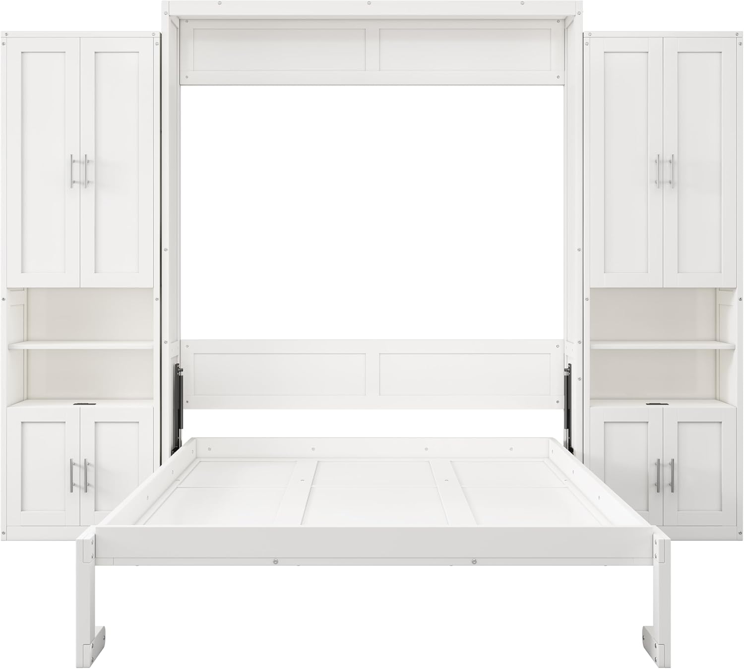White Queen Size Folding Wall Bed with Desk C123086