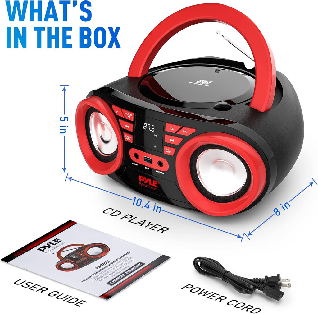 Red Black Portable CD Player Bluetooth Boombox Speaker P3472
