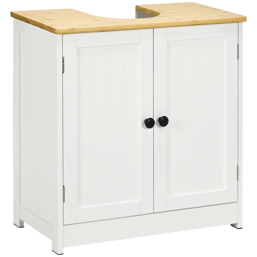 Crystal White Dark Walnut Under Sink Cabinet with Double Doors I3253