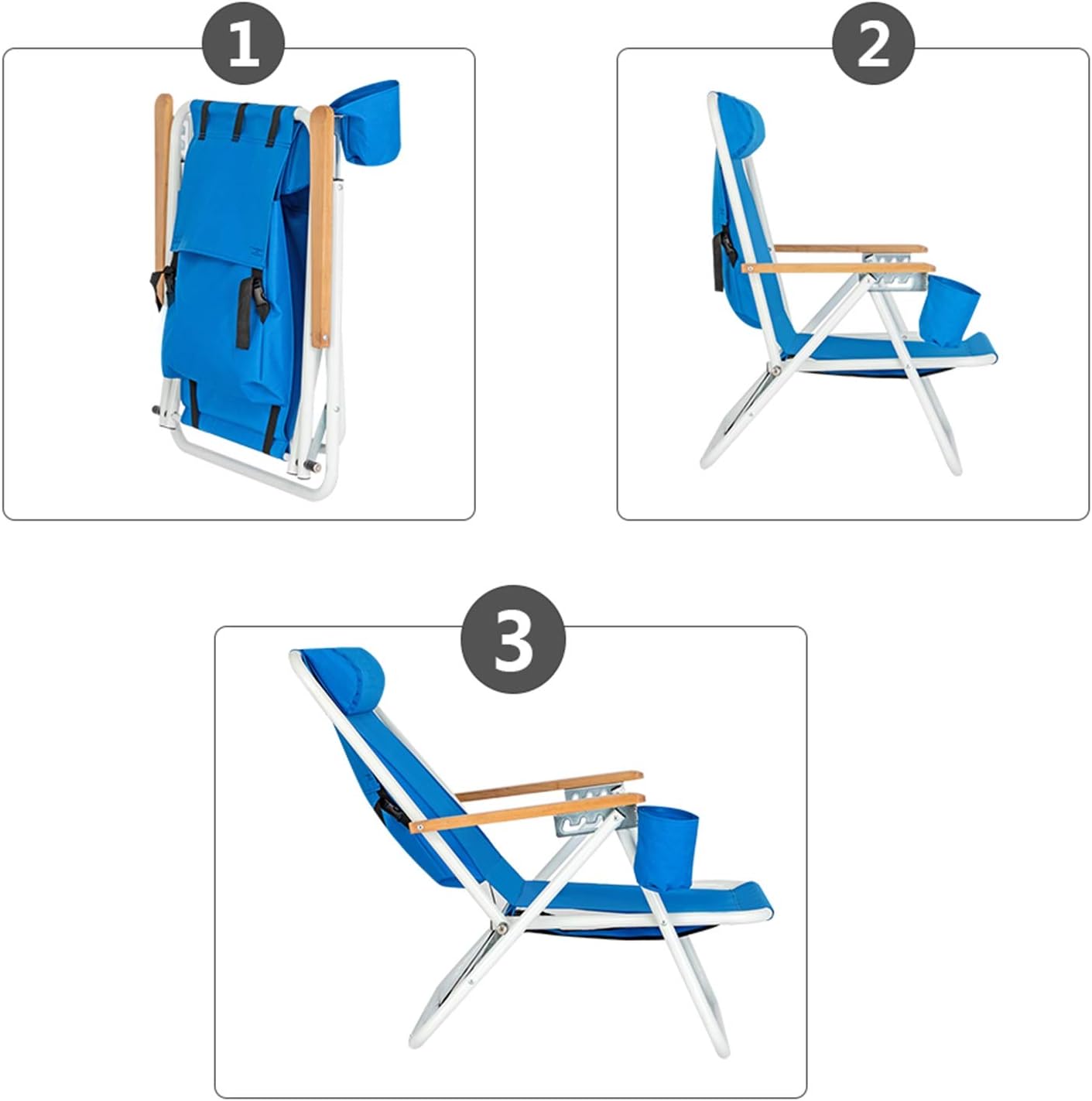 Blue Folding Heavy Duty Camping Chair with Storage Pouch H2637