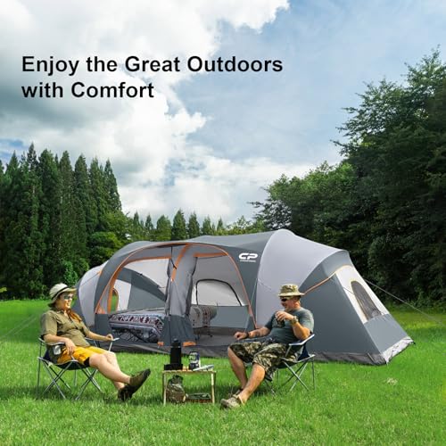 12-Person 3 Room Waterproof Windproof Family Tent with Carry Bag M836