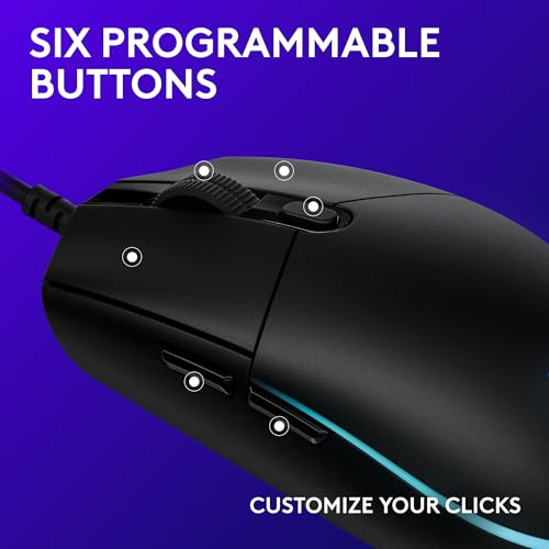 Black Wired Gaming Mouse with 8,000 DPI T9704