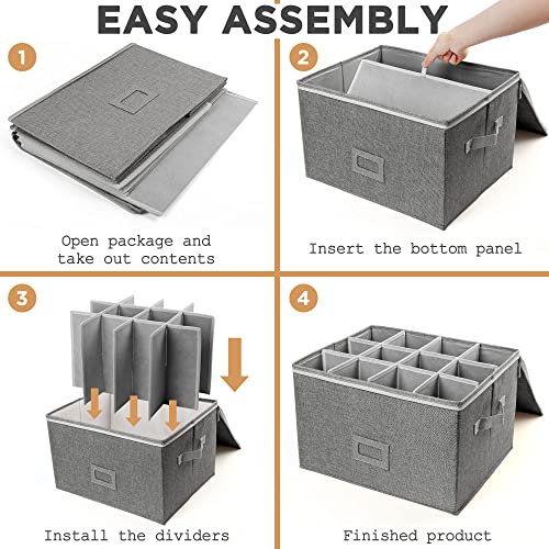 Beige Hard Shell Cup and Mug Storage Box with Dividers & Handles D90001