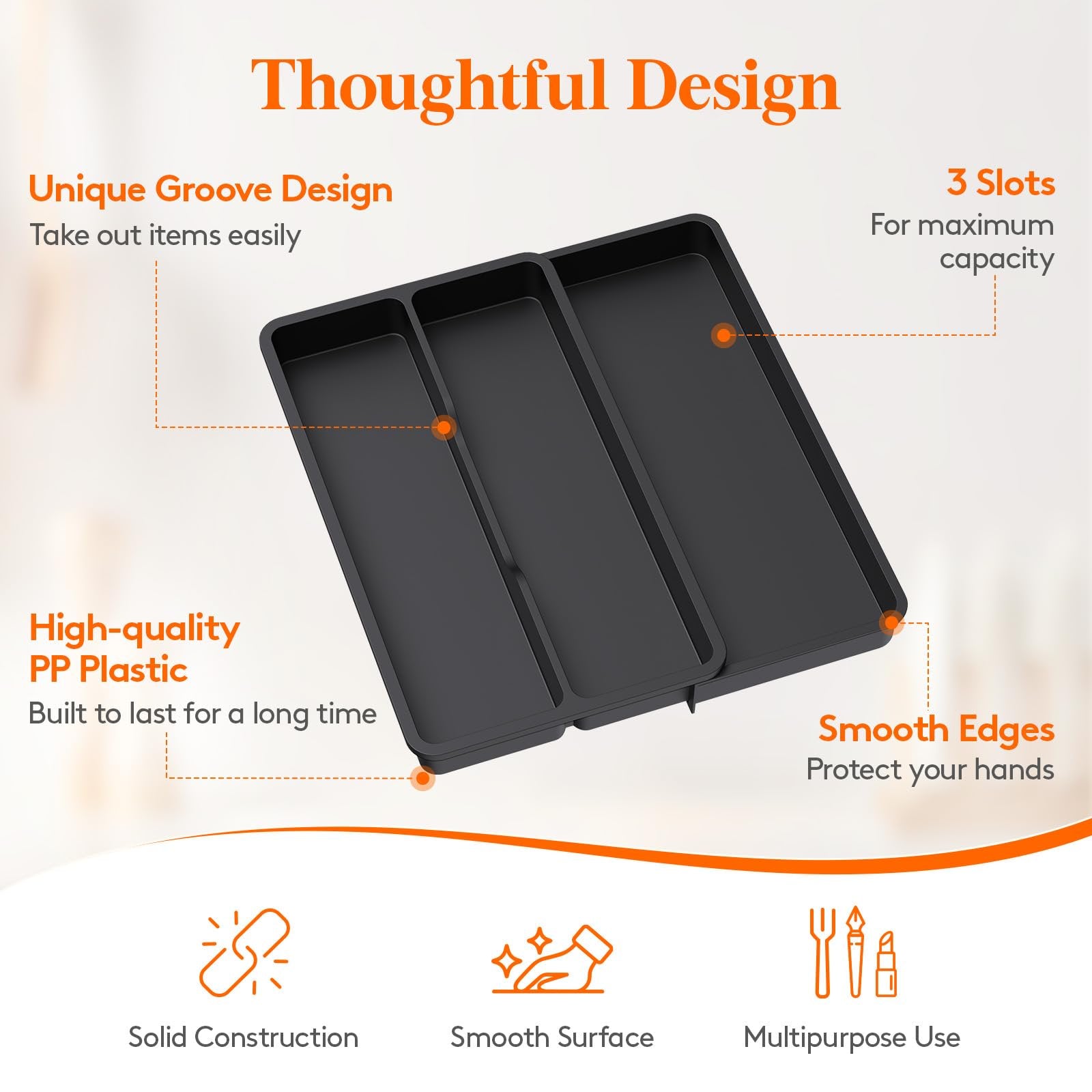 Black Expandable Cutlery Tray I9210