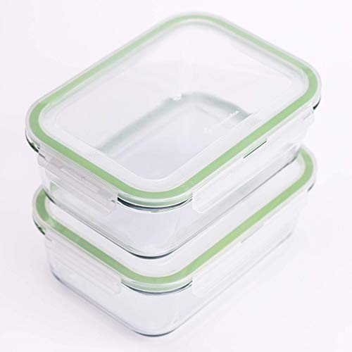 63 Oz 2 Pcs Large Glass Food Storage Containers with Locking Lids X5965