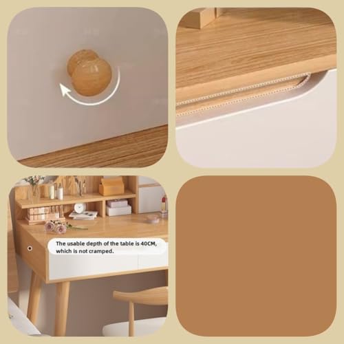 Natural Wood Vanity Desk with Lighted Mirror J344138