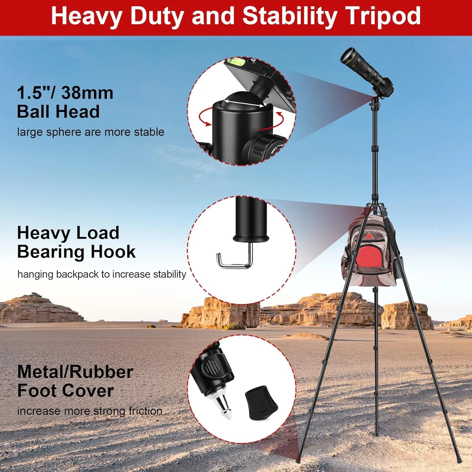 81" Heavy Duty Travel Tripod Black D26541