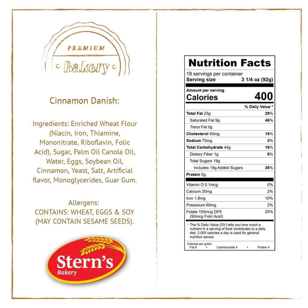 Cinnamon Danish 3 Oz 18 Individually Wrapped Pastries U16975