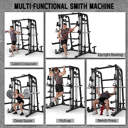 All-in-One Smith Machine Power Cage with Smith Bar and Cable Crossover Machine S925